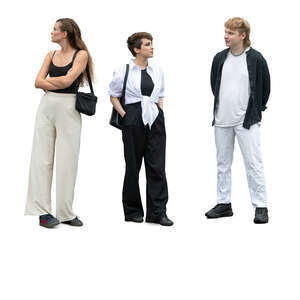 three cut out people standing