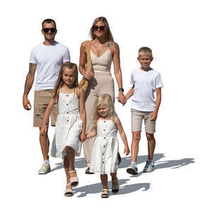 cut out family in summer walking