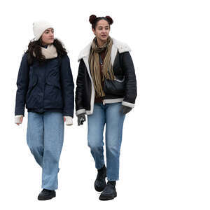 two women in winter walking