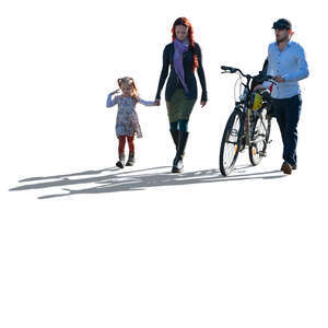 cut out backlit family walking