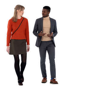 man and woman walking