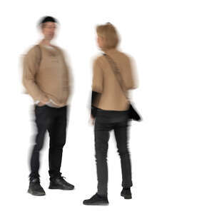 cut out motion blur image of two people talking