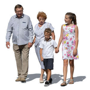 cut out grandparents walking with grandchildren