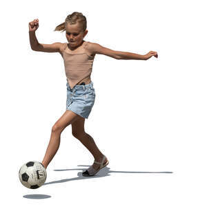 cut out little girl playing football