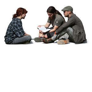 cut out group of young people sitting on the ground