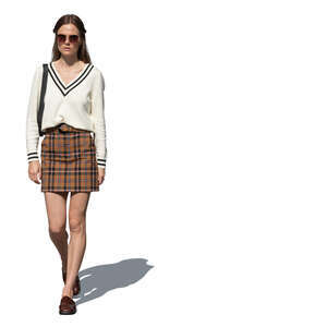 woman in a mini skirt walking