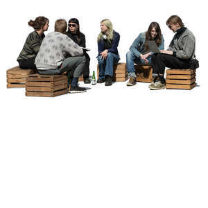 group of students studying outside