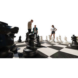 people playing chess on the street seen from low angle