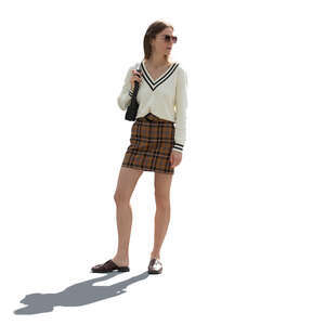 cut out backlit young woman standing