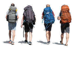 cut out group of hikers walking