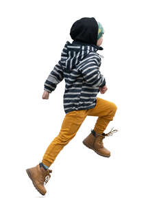 little boy in a colder weather running