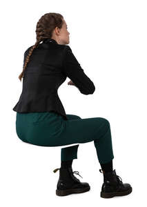 woman sitting at a table