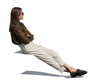 cut out woman sitting in side view