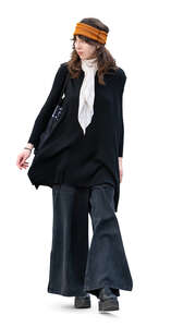 cut out stylish woman walking