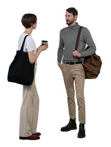 man and woman meeting and talking