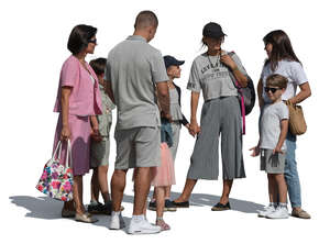 group of people and kids standing and talking