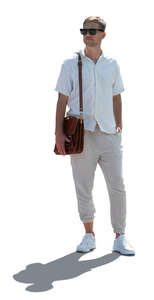 cut out backlit man in summer clothes standing
