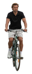 man riding a bicycle seen from front view