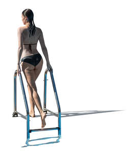 cut out woman coming out of the pool