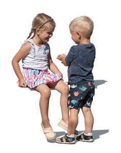 two cute kids talking and playing