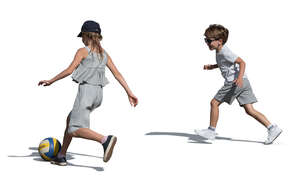two cut out kids playing football