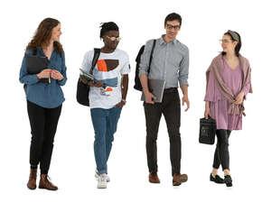 group of college students walking together