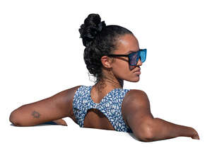 cut out woman relaxing in the pool