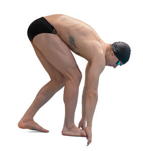 cut out sporty swimmer preparing to jump into the pool