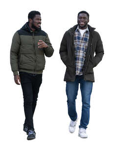 two black men walking in autumn