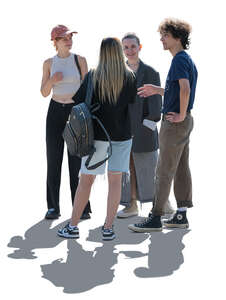 cut out backlit group of young people standing