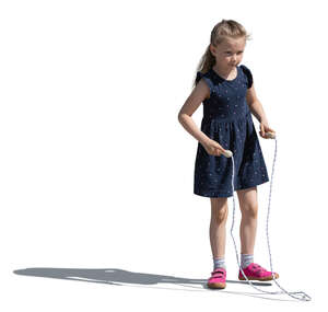 cut out girl standing with a jumping rope