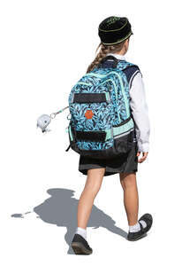 cut out schoolgirl in uniform walking