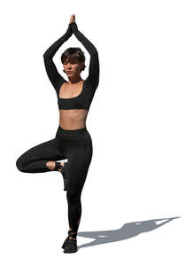cut out woman doing yoga exercises outside