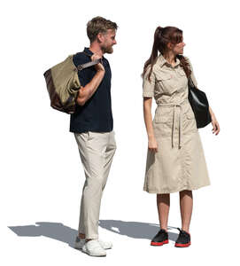 two people standing outside in summer