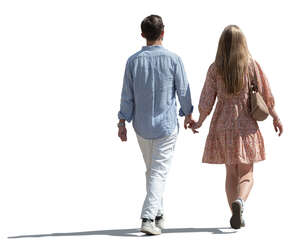 cut out couple in summer walking and holding hands
