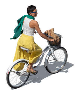 top view of a woman riding a bicycle