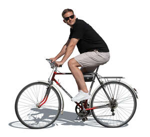 cut out man riding a bicycle in profile view