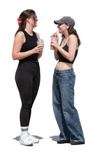 two women in summer drinking ice coffee