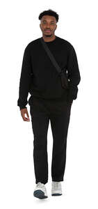 cut out black man casually walking