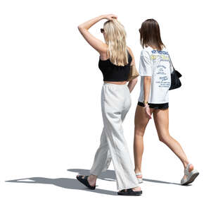 two teenage girls walking
