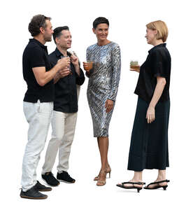 cut out group of friends talking and drinking at a party