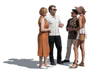 group of friends standing and talking outside