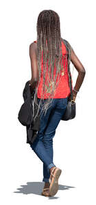 cut out teenage black girl walking
