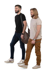 two men walking side by side