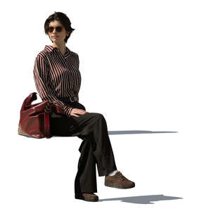 cut out woman sitting outside