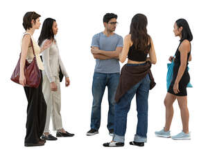 cut out group of young people standing and talking