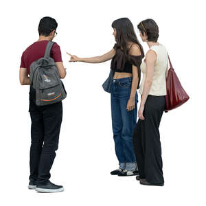 cut out group of friends standing and looking at smth