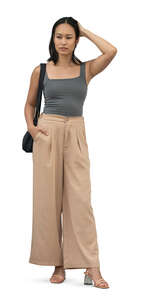 cut out young asian woman standing