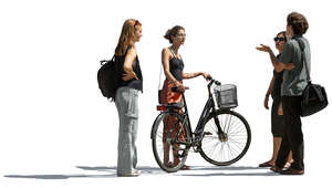 sidelit group of friends standing