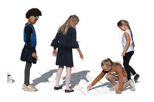 cut out girls playing hopscotch in the street
